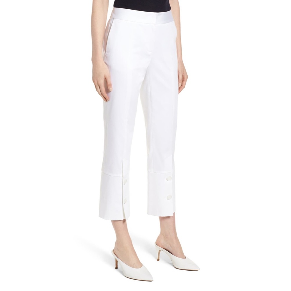 NEW Lewit Button Detail Stretch Cotton Crop Pants